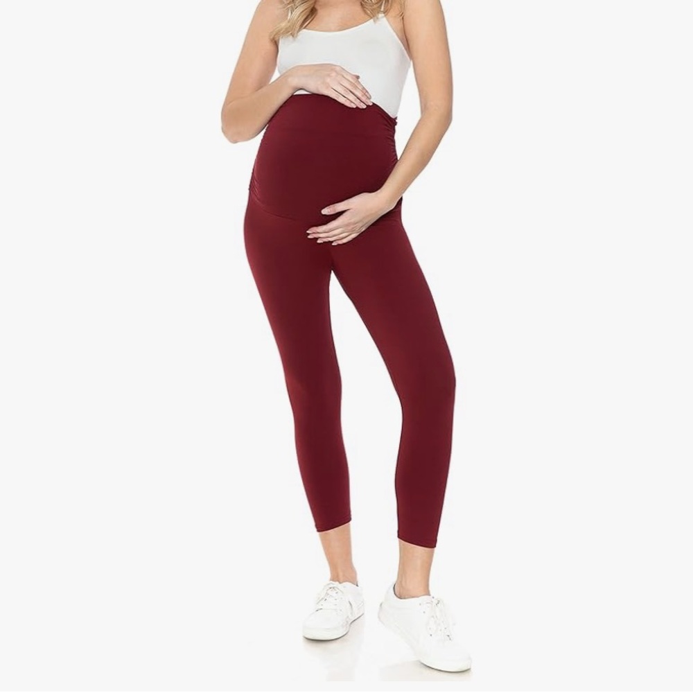 Women's Maternity Burgundy Leggings